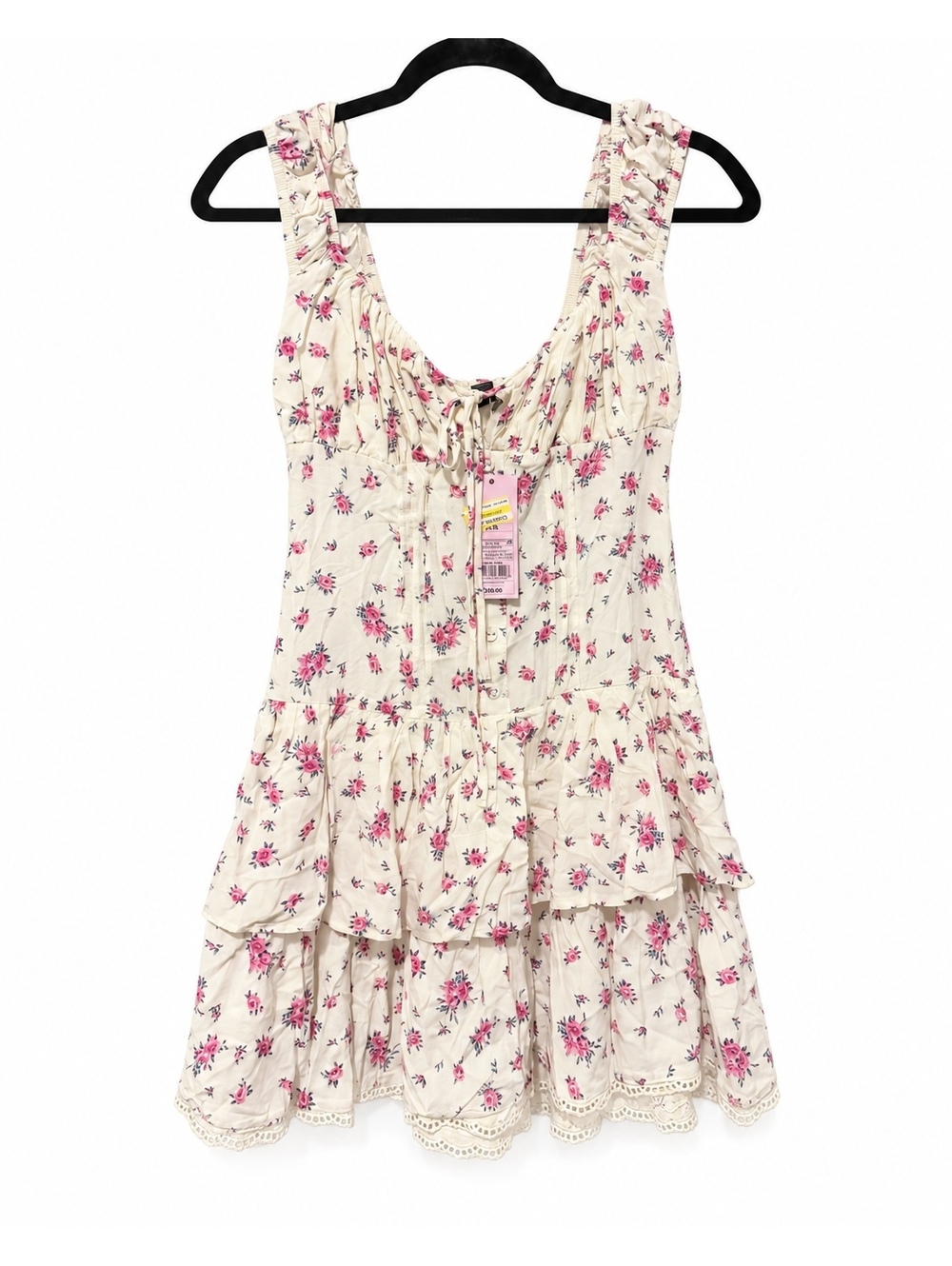 Wild Fable Cream Floral Sleeveless Tiered Mini Dress XS
